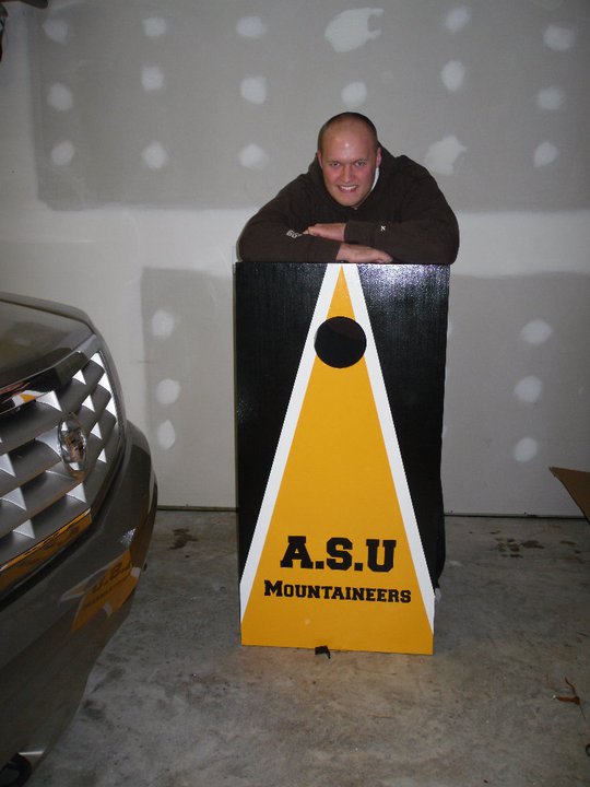 brett & his new cornhole set